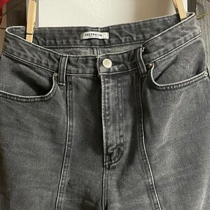 Cocomaton black washed High-Waisted Distressed Hem Jeans